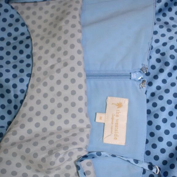 The Westside Blue Silk Polka Dot Midi Slip Dress Size Medium Adjustable Straps - Picture 15 of 15